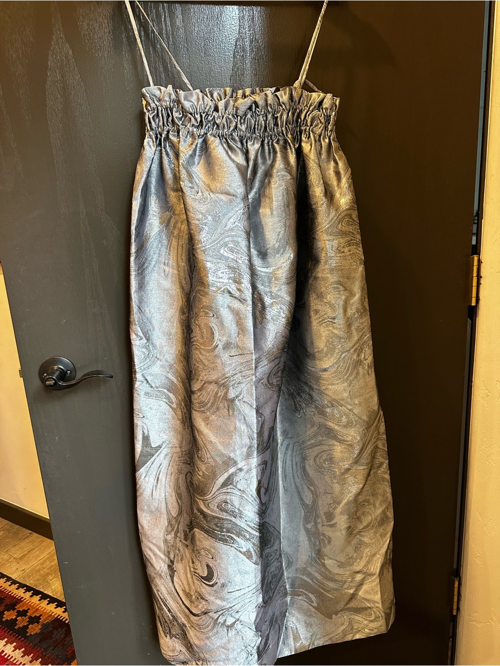 Ganni Shiny Jaquard Smocked Midi Dress 38